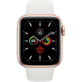 Apple Watch Series 5 44 mm aluminium goud wifi met wit sportbandje