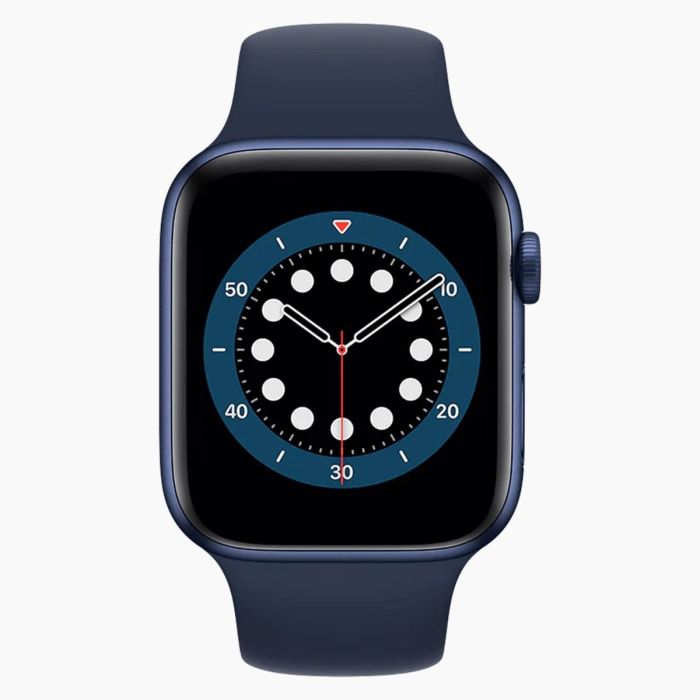 Apple Watch Series 6 44 mm aluminium blauw 4G met blauw sportbandje