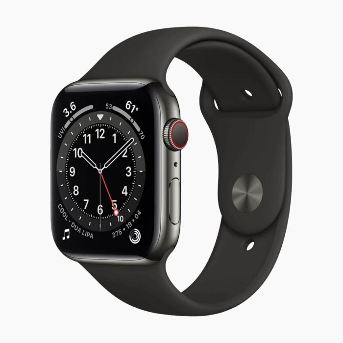 Refurbished Apple Watch Series 6 40 mm aluminium zwart wifi met zwart sportbandje