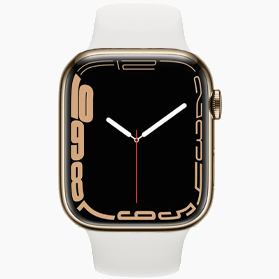 Apple Watch Series 7 41mm RVS goud 4G met wit sportbandje