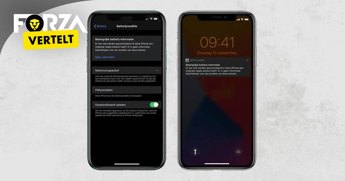 Polair Concreet Blaast op iPhone-scherm of batterij vervangen door een derde partij
